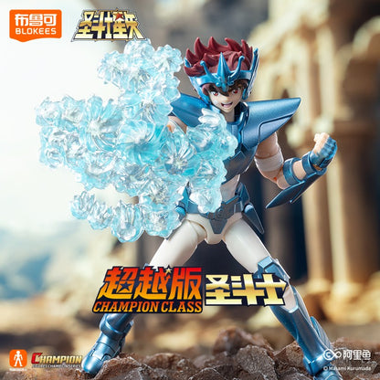 Blokees Saint Seiya Cisne Hyoga Pégaso Seiya Cavaleiros do Zodíaco Aquário Camus Áries Mu Action Figures Modelo de Anime Estátua Brinquedos