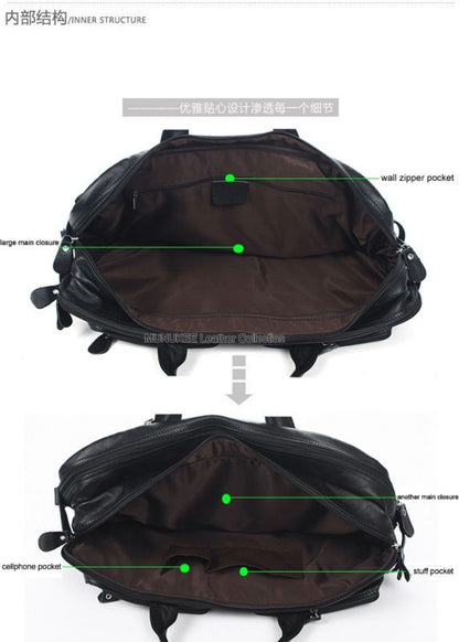 Bolsa de Viagem Masculina de Couro Genuíno Legítimo de Grão Integral Multifuncional, Bolsa de Viagem de Couro, Bolsa de Viagem Grande, Bolsa de Fim de Semana