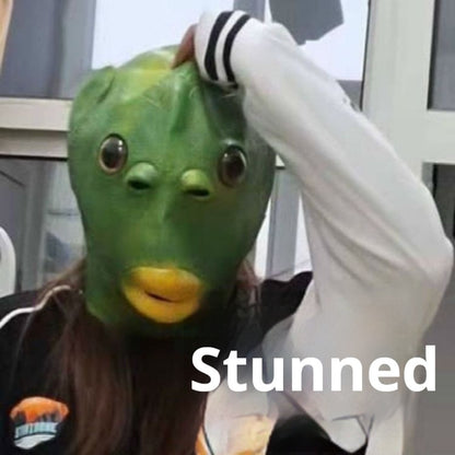 Green Fish Head Mask Toy Sand Sculpture Play Strange Green Fish Head Cover