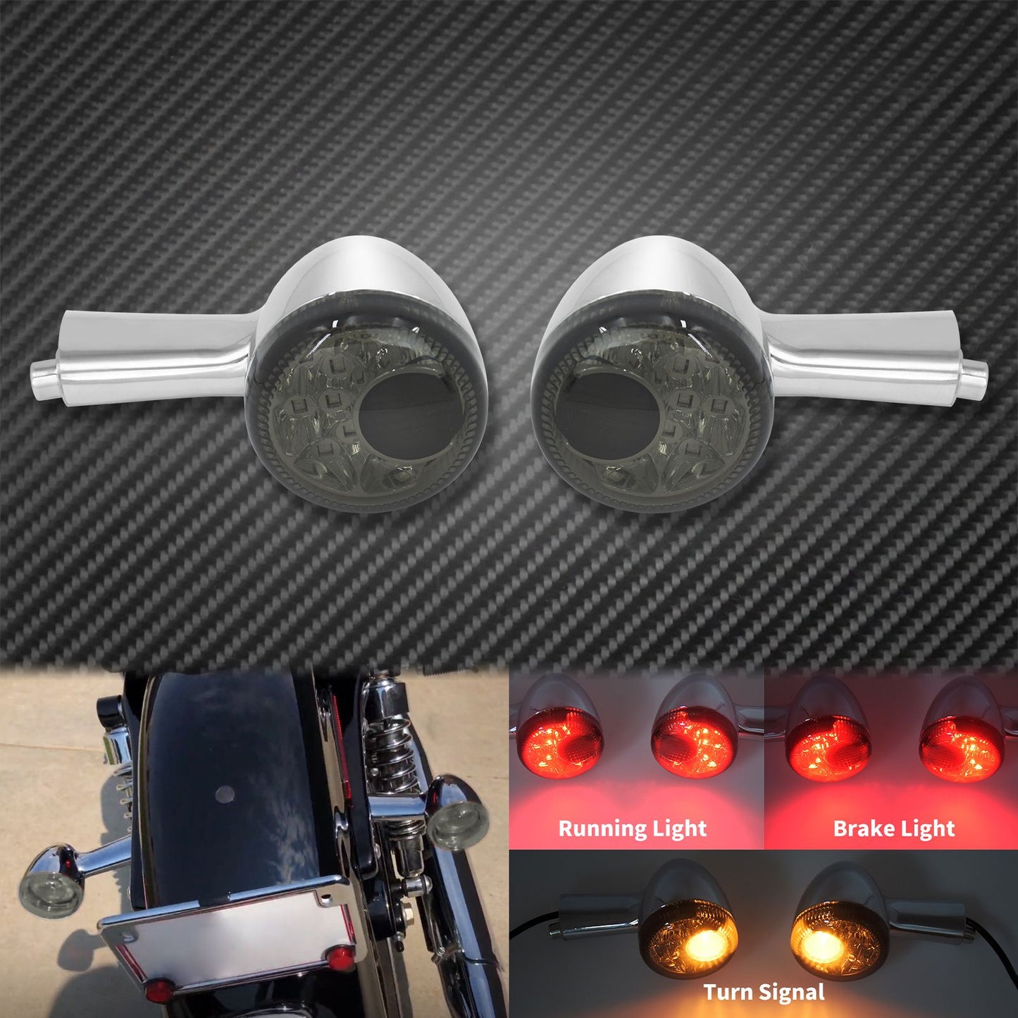 Motorcycle Rear Turn Signals LED Light Brake Indicator Running Lamp For Harley Sportster XL 883 Iron 1200 48 Nightster 1992-Up
