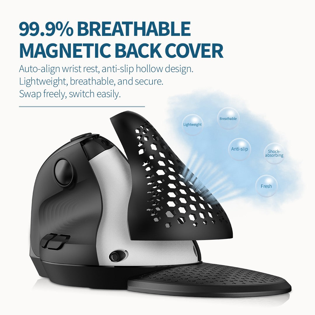 Delux M618XSD Seeker Ergonomic Vertical Mouse with OLED Screen 4000DPI Rechargeable 1000mA Removable Back Cover For Computer