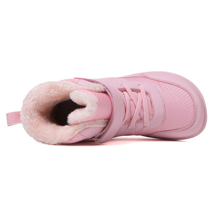 New Children's wide toe barefoot snow boots Little/Big/Kid Wide Toe Minimalist Sneakers Girls waterproof high-top cotton shoes