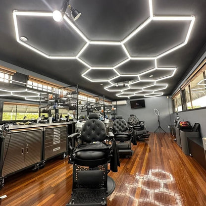 Garage Hexagon LED Light 50000H 6500K Ultra Bright for Home Gym Barbershop Car Detailing Bar Basement Workshop Ceiling Lighting