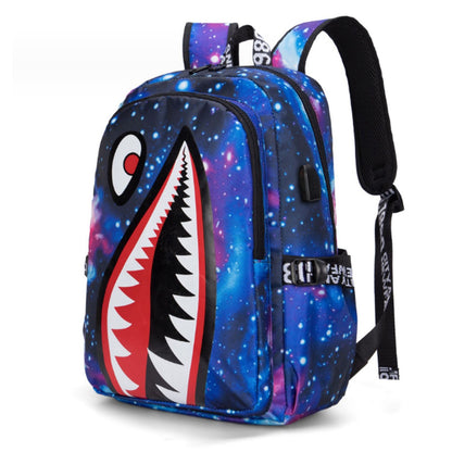 Mochila Escolar para Meninos com Estampa de Tubarão para Crianças, Mochilas de Viagem