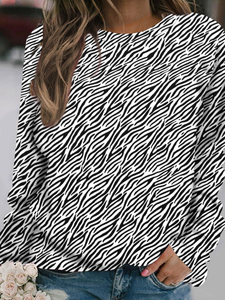 Outdoor Women's T-Shirt Casual Long Sleeve Pattern Print Street Crew Neck Fall Female Oversized Clothing Fashion T Shirts