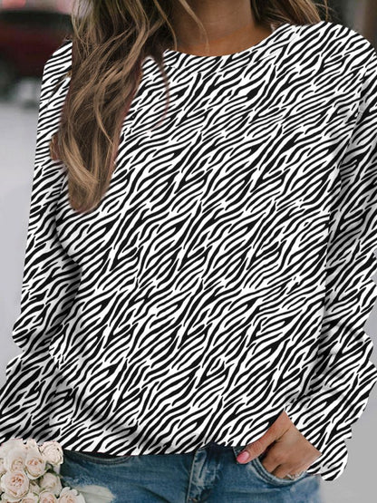 Outdoor Women's T-Shirt Casual Long Sleeve Pattern Print Street Crew Neck Fall Female Oversized Clothing Fashion T Shirts