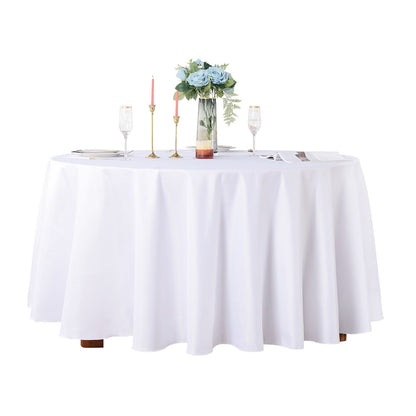 Round Tablecloths White Wedding Table Cloth Satin Solid Color Table Covers Hotel Wedding Birthday Dining Table Decoration