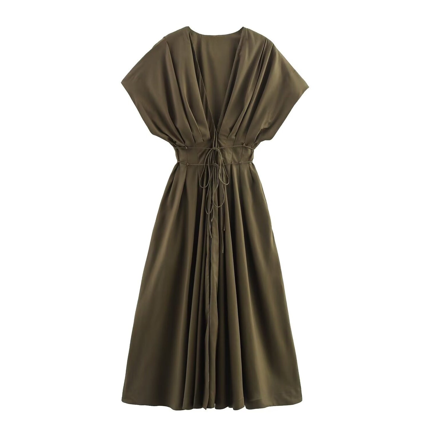 MYST&ZA2025 new summer women's casual fashion pleated drop shoulder short sleeve