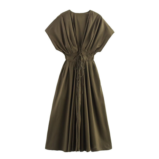 MYST&ZA2025 new summer women's casual fashion pleated drop shoulder short sleeve