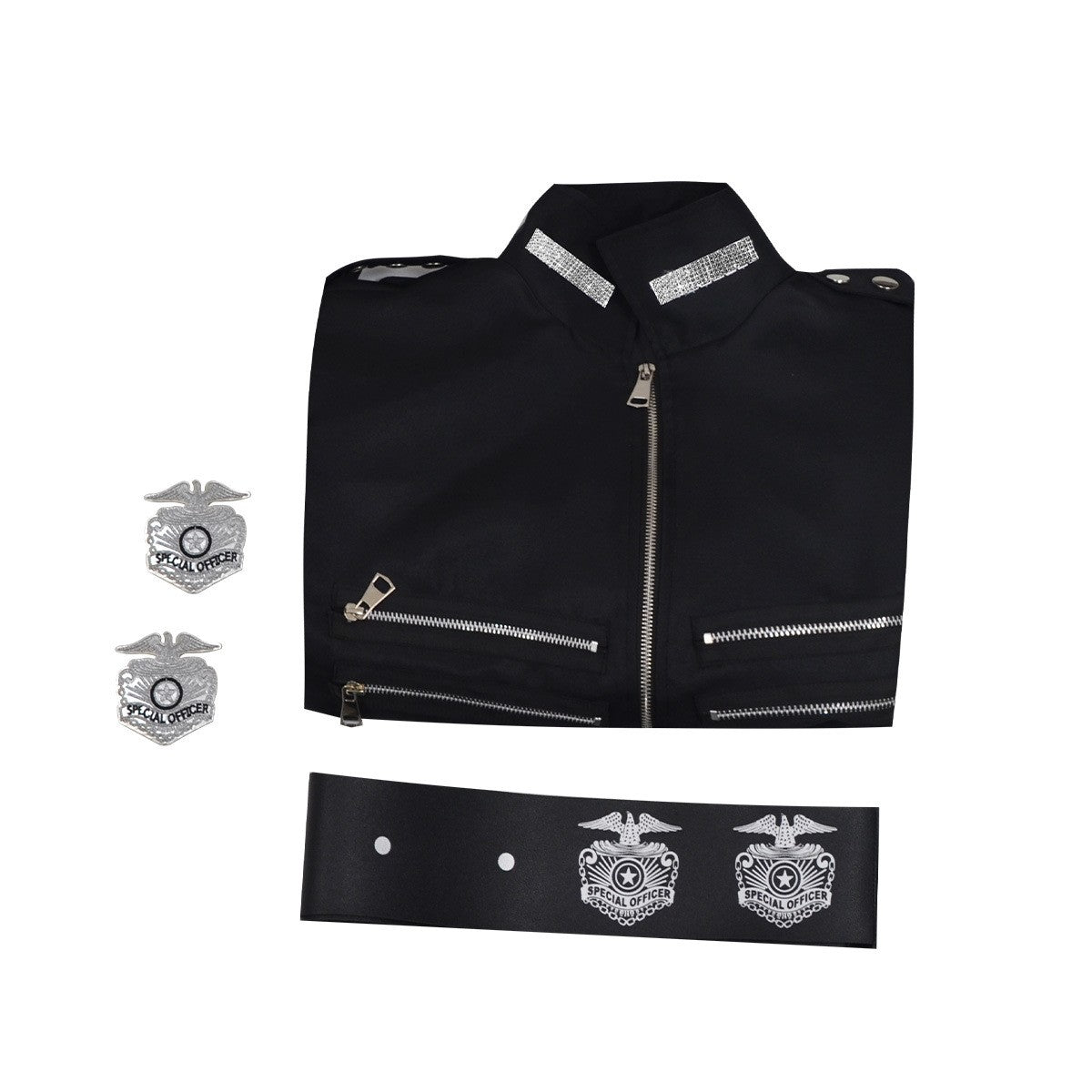 Michael Jackson BAD Tour Cosplay Costume Black Military Jacket Eagle Print Rivet — Unisex Stage Performance Outfit