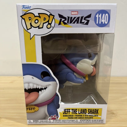 Boneco colecionável oficial e genuíno Funko Pop Marvel Rivals Jeff The Land Shark #1140, 3,2 polegadas, escultura em vinil
