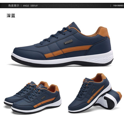 Sapatos masculinos de couro tênis tendência casual italiano respirável lazer masculino tênis calçados antiderrapantes sapatos vulcanizados masculinos