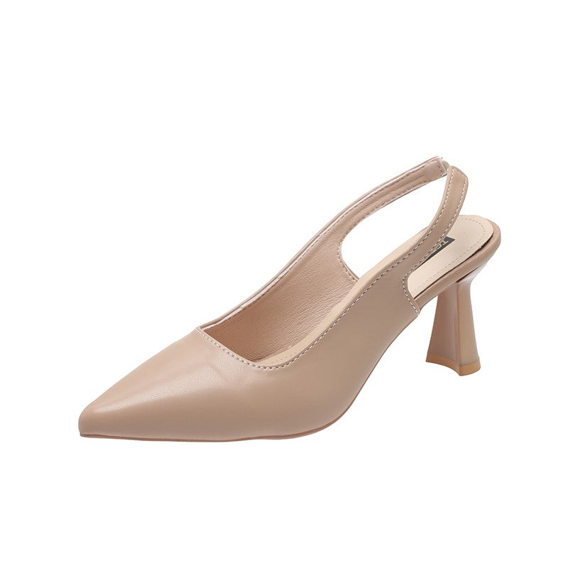 New style pointed-toe fashionable high heels women's thin-heel outdoor toe-cap sandals with shallow back opening single shoes