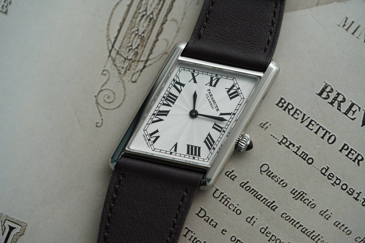 FARASUTE New Unique Square Stainless Steel Quartz Watch Men Casual Sapphire Glass Swiss Movement Waterproof Wristwatches Male