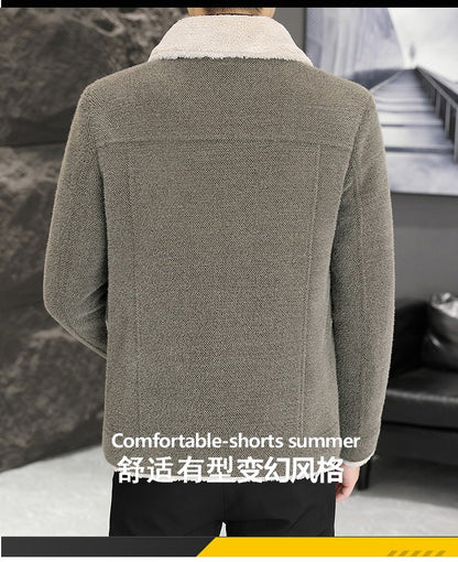 2023 Winter Men's Woolen Jacket Plus Velvet Padded Warm Trench Coat Fashion Casual Business Streetwear Overcoat Men Clothing