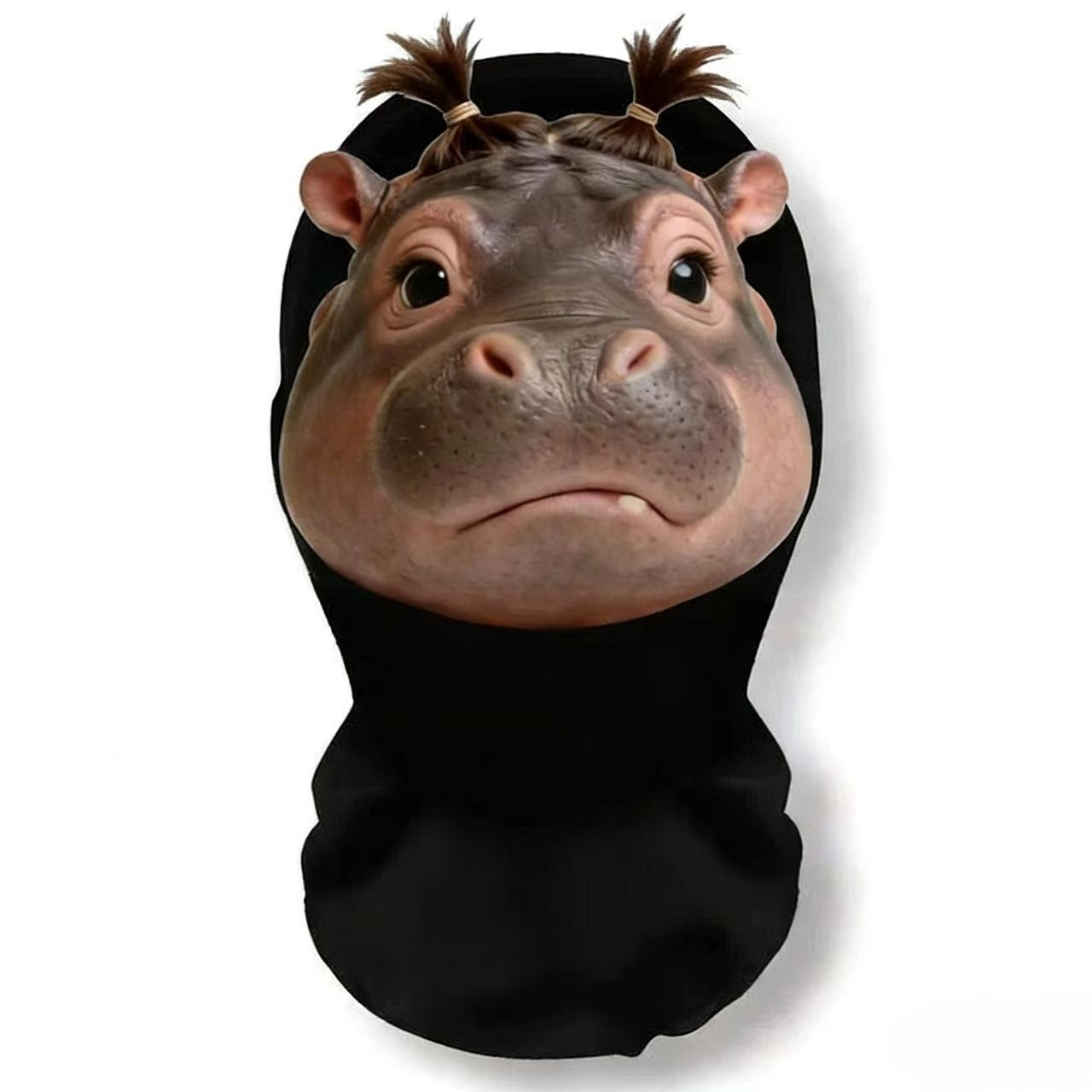 A realistic mesh headwear with hippopotamus emojis, a breathable party mask, and essential equipment for cycling out