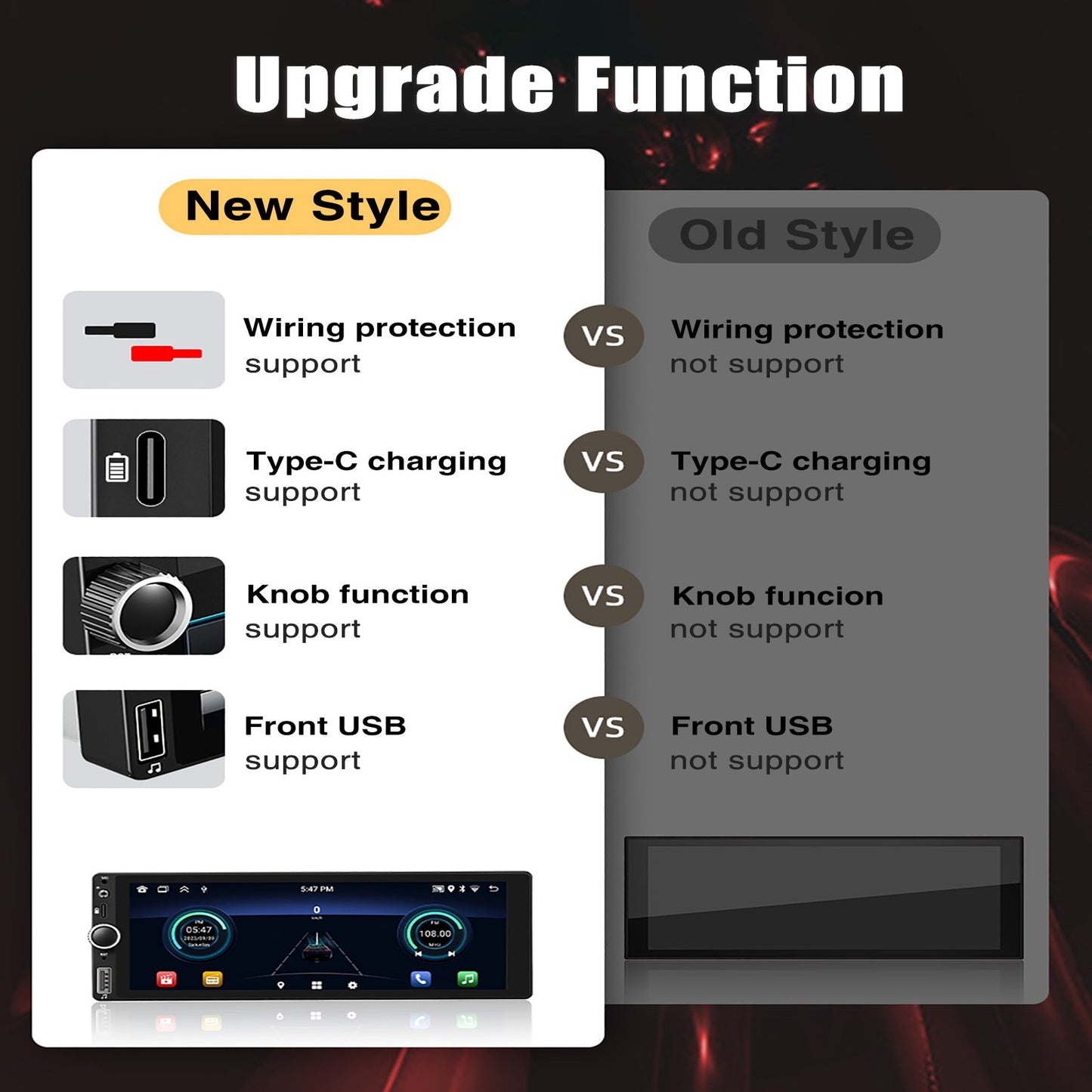 ESSGOO 6.86 Inch Universal Car Radio Carplay Android Auto Car Multimedia Player Autoradio HD Touch Screen FM Bluetooth