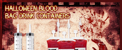 10-100PCS Halloween Blood IV Bags for Drink and Clips Pouch Prop Energy Vampire for Zombie Hospital Theme Halloween Decor Supply