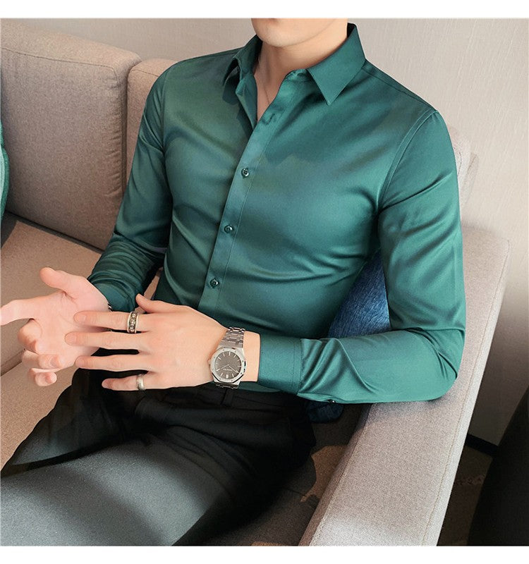 Plus Size S-7XL High Quality Men Dress Shirt 2024 Autumn Long Sleeve Solid Business Slim Shirts Homme Dress Social Casual Shirt