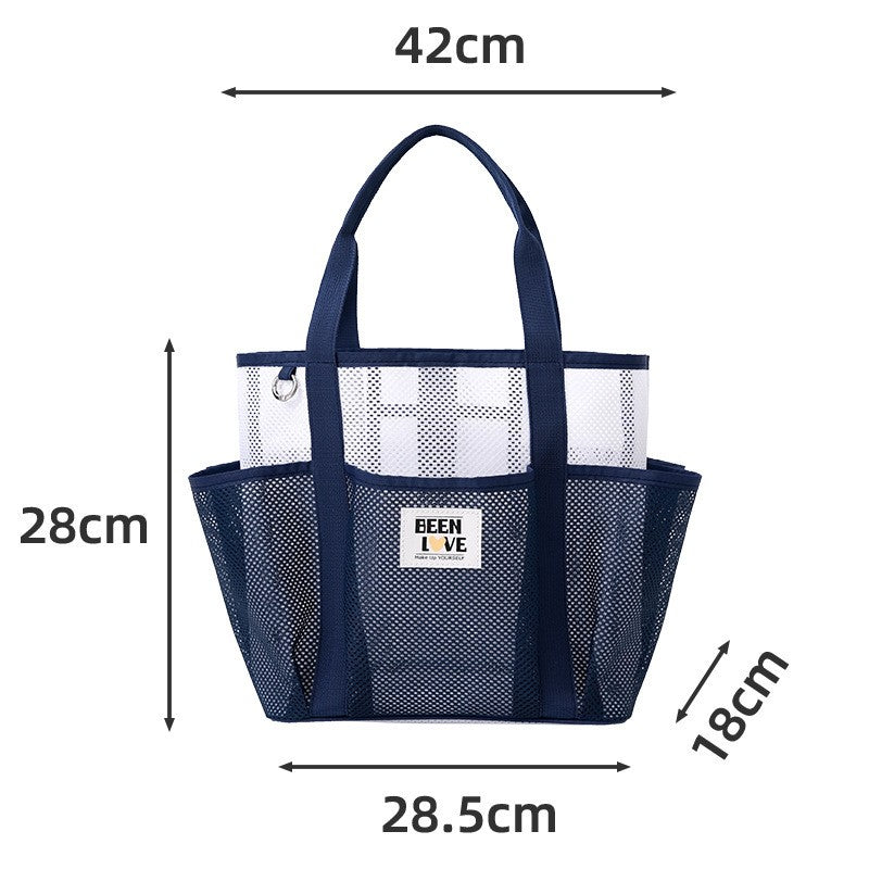 Transparent Mesh Handheld Beach Bag with Large Capacity for Swimming Big Eye Net Beach Bag Portable Handbag for Beach Accessorie