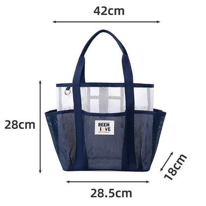Transparent Mesh Handheld Beach Bag with Large Capacity for Swimming Big Eye Net Beach Bag Portable Handbag for Beach Accessorie