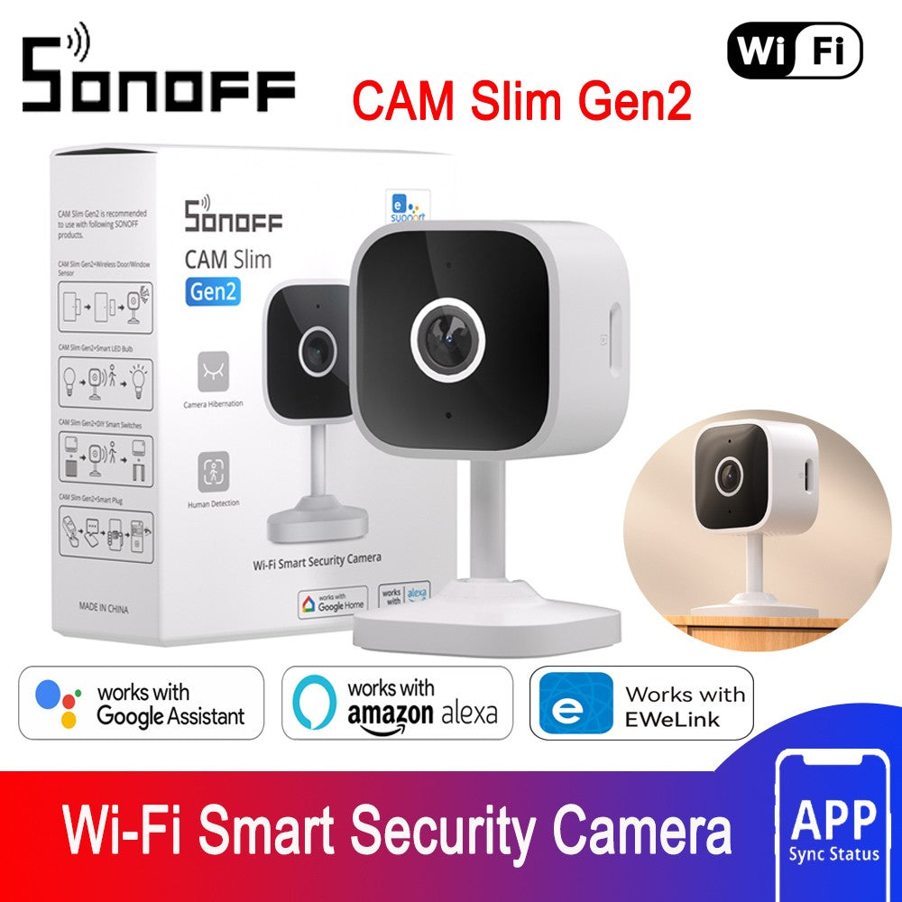 Câmera de Segurança Inteligente WiFi SONOFF CAM Slim Gen2 1080P HD Detecção de Movimento Áudio Bidirecional Visão Noturna Suporte Alexa Google