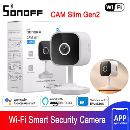 Câmera de Segurança Inteligente WiFi SONOFF CAM Slim Gen2 1080P HD Detecção de Movimento Áudio Bidirecional Visão Noturna Suporte Alexa Google