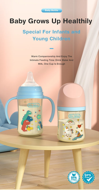MAMIJOY 160/240ML PPSU Baby Bottle Double Handle Infant Drop-proof Baby Wide-caliber Milk Bottle Newborn Feeding Bottle BPA Free