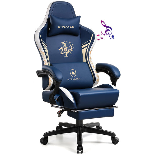 Cadeira Gamer GTPLAYER com Alto-falantes Bluetooth, Apoio para os Pés e Design Ergonômico, Cadeira de Escritório e para Videogame Série Dragão