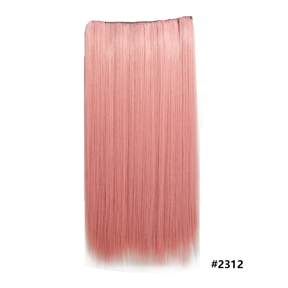 Extensões de cabelo sintéticas com clipe, longas e lisas, com 5 clipes em uma única peça, extensões de cabelo multicoloridas LIHUI
