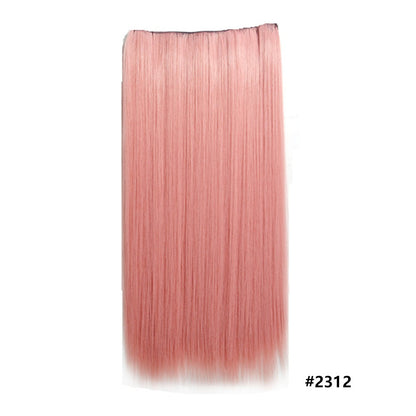 Extensões de cabelo sintéticas com clipe, longas e lisas, com 5 clipes em uma única peça, extensões de cabelo multicoloridas LIHUI