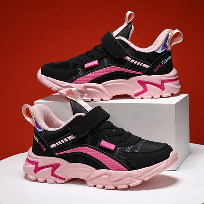 Girls Sneakers Lightweight Athletic Comfortable Shoes with Velcro Closure Kids Non-Slip Casual Walking Running Sports Shoes