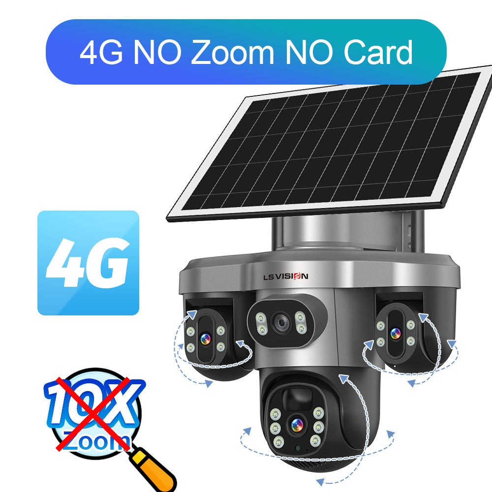LS VISION 20MP 10X Optical Zoom Three PTZ Lens Solar Camera Outdoor WiFi/4G Three Screen Auto Tracking Security Cameras V380 Pro