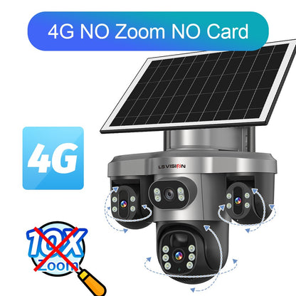 LS VISION 20MP 10X Optical Zoom Three PTZ Lens Solar Camera Outdoor WiFi/4G Three Screen Auto Tracking Security Cameras V380 Pro