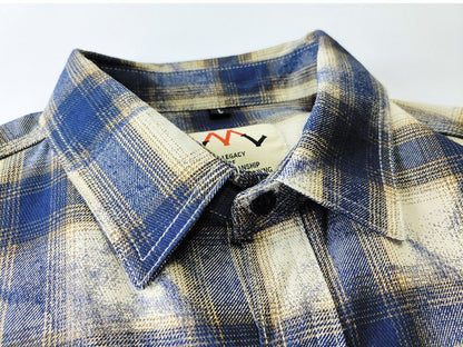 Autumn New Japanese Retro Long-Sleeve Lapel Plaid Cargo Shirt Men's Simple 100% Cotton Washed Pocket Casual Blouses Thin Coat