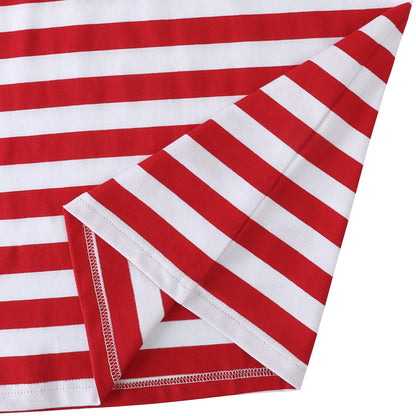 Black White Striped Shirt Men Cotton Short Sleeve Casual Basic Tee Adult Halloween Top Summer Fashion Daily Clothes