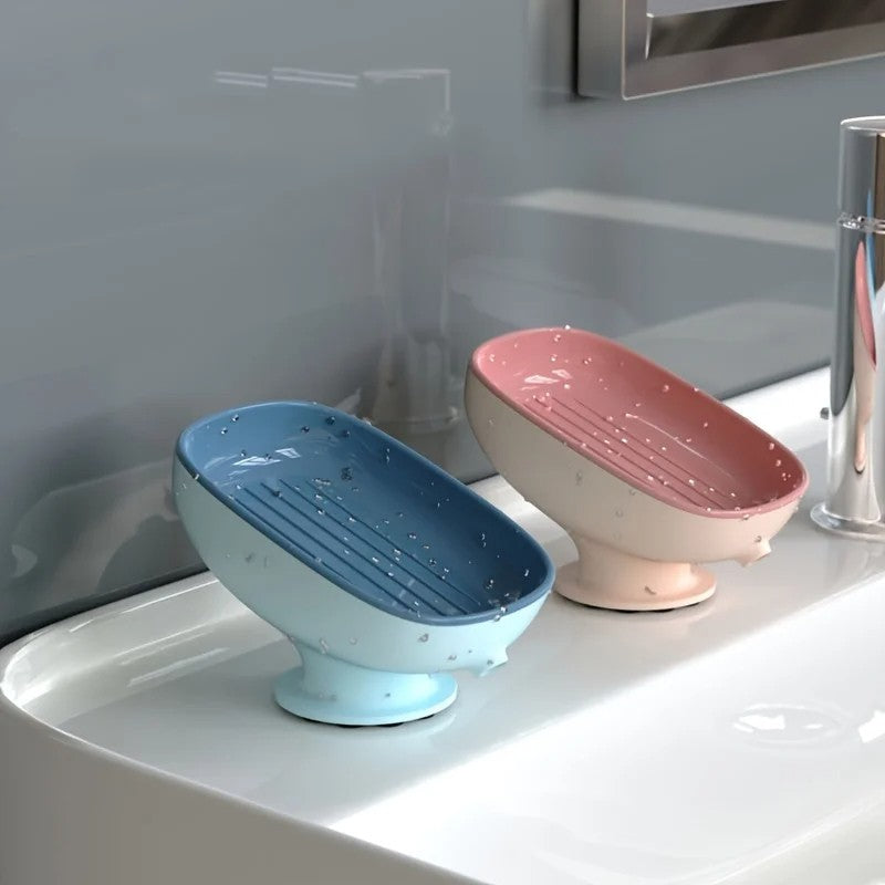 1pc Creative Soap Dish - Modern Drain Soap Tray with Suction Cup for Bathroom Organization and Hygiene