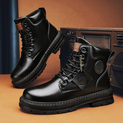 Botas Masculinas Grandes 48 Botas de Motocicleta Cano Curto Masculinas Impermeáveis para Caminhada Chelsea de Inverno Botas Retrô Confortáveis Botas Masculinas