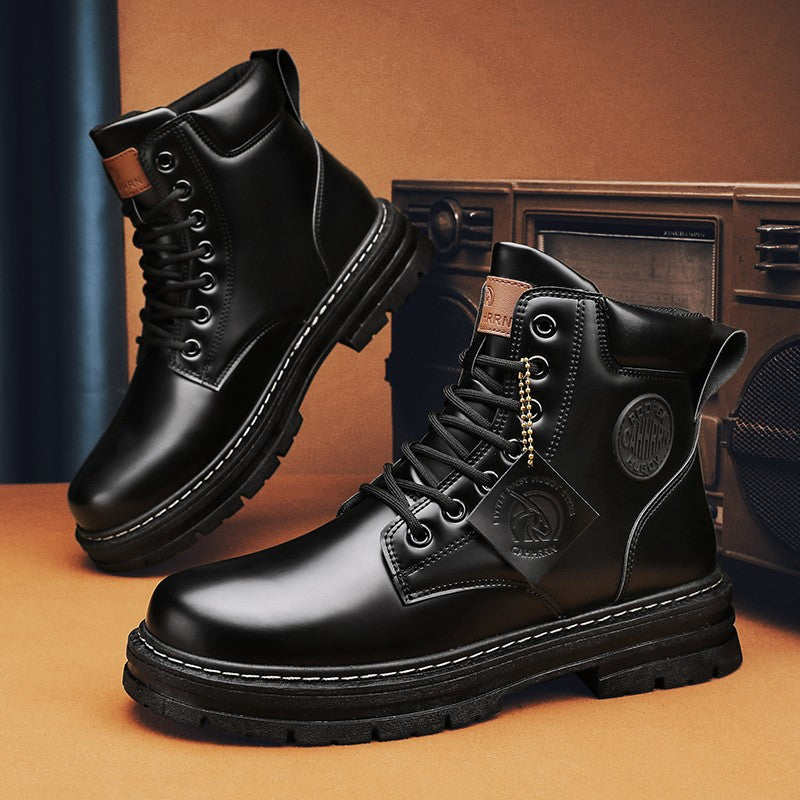 Botas Masculinas Grandes 48 Botas de Motocicleta Cano Curto Masculinas Impermeáveis para Caminhada Chelsea de Inverno Botas Retrô Confortáveis Botas Masculinas
