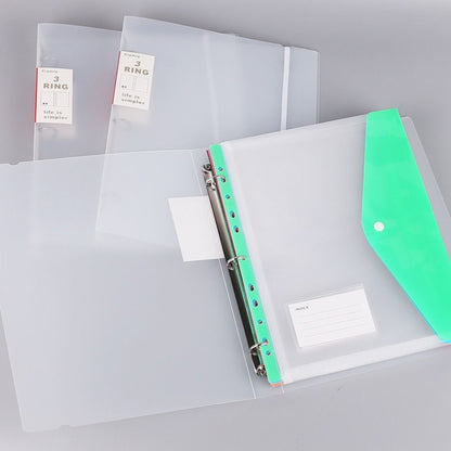 6 pcs Colorful Plastic Binder Folders Clear A4 Binder Pocket Snap Closure 11 Holes Punched Pockets Home Office