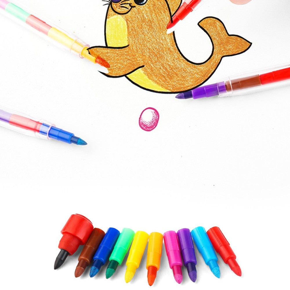12/24Pcs Set Stackable Colorful Painting Graffiti Crayons Kids Party Supplies Birthday Gifts Kindergarten School Teacher Prizes