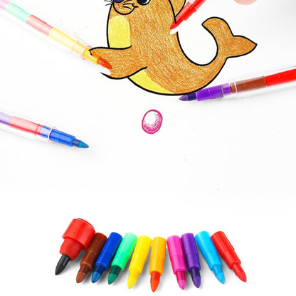 12/24Pcs Set Stackable Colorful Painting Graffiti Crayons Kids Party Supplies Birthday Gifts Kindergarten School Teacher Prizes