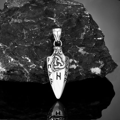 Colar de Runas Nórdicas Lança de Odin Gungnir Masculino Dourado Aço Inoxidável Pingente Ponta de Flecha Valknut Talismã Joias Vikings Masculinas