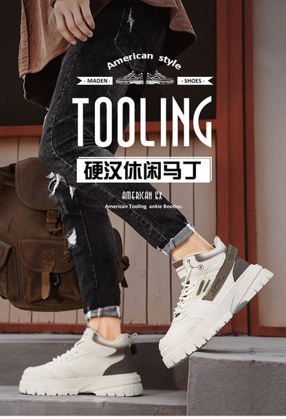 Tênis masculinos casuais de cano alto para outono, tênis de caminhada masculinos, tênis esportivos masculinos, tênis com sola macia para caminhada