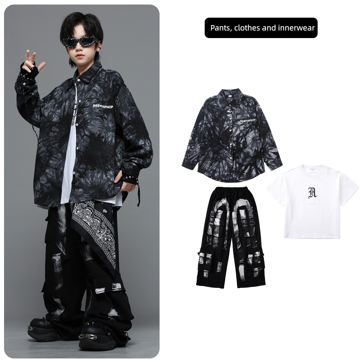 Roupas Infantis Hip Hop Casaco Brilhante Preto Top Calças Jogger Pretas de Rua para Meninas Meninos Fantasia de Dança Jazz Roupas