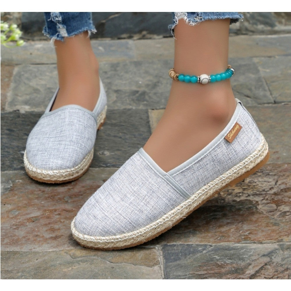 Comfortable Canvas Flat Shoes Women Breathable Non-Slip Espadrille Shoes Woman 2024 Summer Solid Color Shallow Casual Flats
