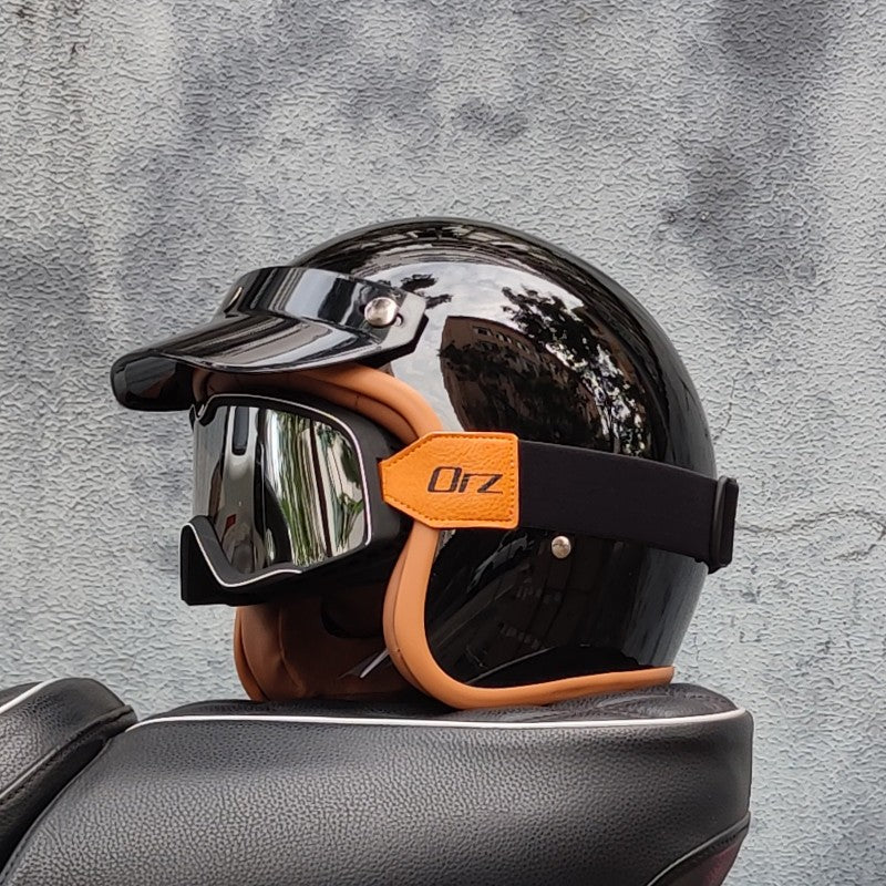 Capacete de motocicleta retrô semiaberto acessórios para motocicleta cross-country capacete de motocicleta 3/4 capacete retrô de inverno
