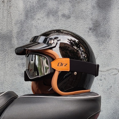 Capacete de motocicleta retrô semiaberto acessórios para motocicleta cross-country capacete de motocicleta 3/4 capacete retrô de inverno