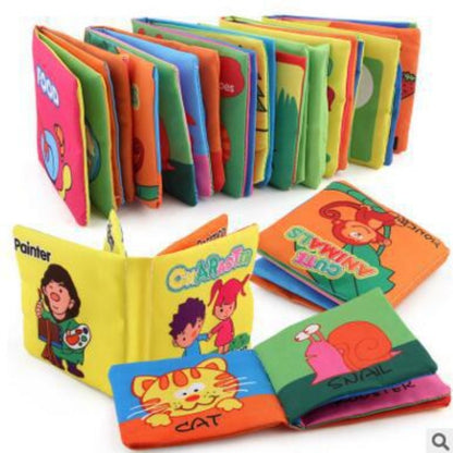 Livros de Pano Macios para Bebês com Som de Chocalho, Livros Silenciosos de Animais para Bebês, Brinquedos Educacionais de Aprendizagem Precoce para Bebês de 0 a 12 Meses, à Prova de Rasgos
