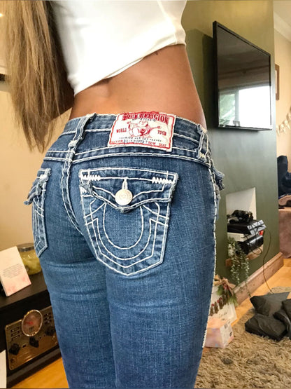 Vintage 2000s Buddha Embroidery Baggy Jeans Woman Gothic Streetwear Harajuku Ripped jeans for women Wide Leg Denim Pants